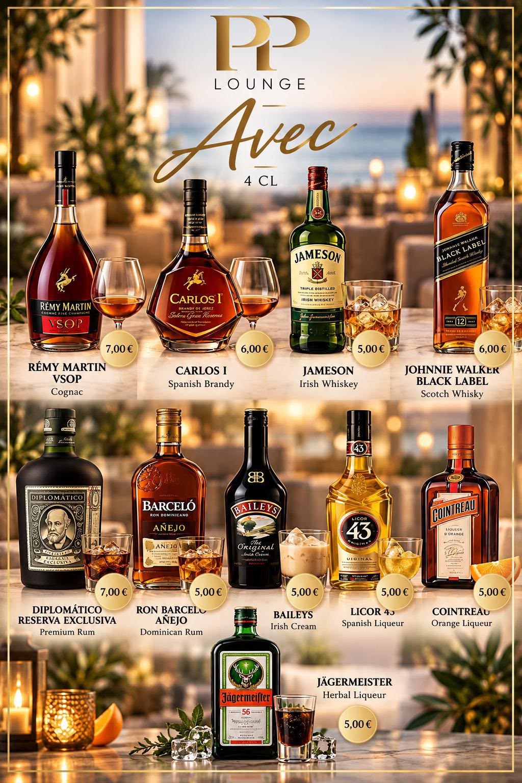 Drinks menu