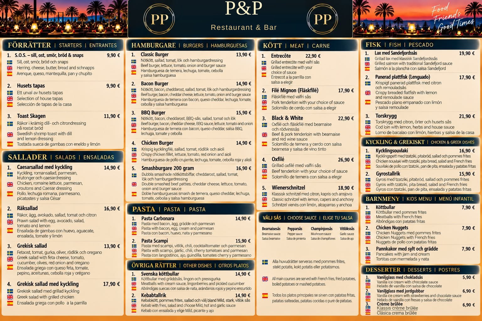 P&P menu